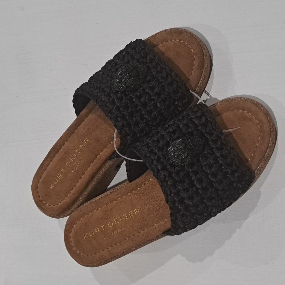 Kurt Geiger London Eagle Crochet Cork Slide Sandals